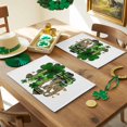 thumbnail image 3 of St. Patrick's Day Placemat of 1 PC, Lucky Four Leaf Clovers Table Mats Washable Heat-Insulation Non-Slip Place Mats for Kitchen Dinner Table Indoor Outdoor Decor,13x19 Inch Gold Green, 3 of 8
