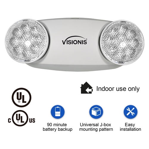 UL Listed Adjustable Round Head 90 Minute Battery Backup Visionis 4 Pack FPC-7413 VIS-ELR LED Emergency Exit Light