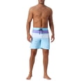 thumbnail image 2 of INSPIRAR CHIC Pantalones de baño a rayas con cordón para hombres, bloque de color 34 Azul cielo, 2 of 6