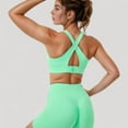 thumbnail image 5 of Women's Twist Front Sports Bra with Keyhole Cutout and Wide Shoulder Straps - Large, Green, 5 of 7