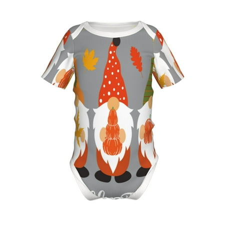 

Lukts Hello Fall Gnomes Print Baby Short Sleeve Romper Onesie for Newborn Baby Boys and Girls-9M