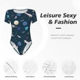 thumbnail image 4 of Kdxio Space Dinosaur for Women's Short-Sleeved Onesie Stylish Round Neck Pajamas Bodysuit Jumpsuit Nightwear-Large, 4 of 7