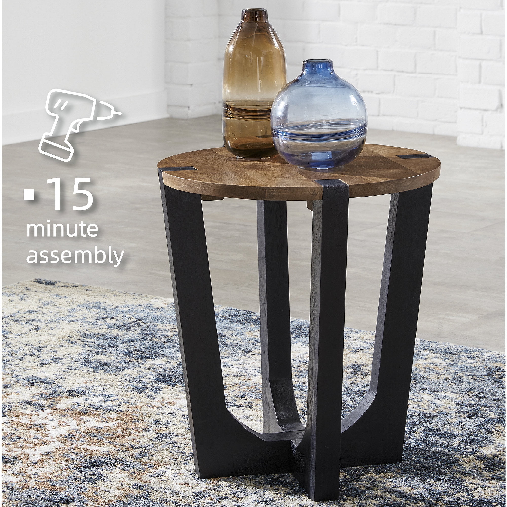 Signature Design by Ashley Hanneforth End Table, Brown & Black