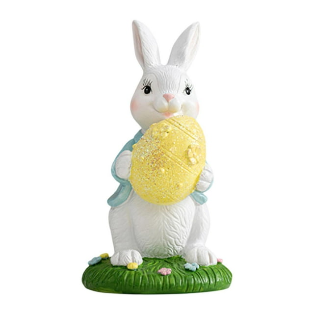 Ornamento de resina de la estatua del de Pascua lindo decoración de escritorio de figuras de animales coleccionables para mesa de chimenea de Amarillo
