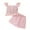 O-Pink, variant on Ulitacool Teen Clothes For Girls Crewneck Summer Outfit Sleeveless Ruffle Top With Bow Shorts Two Piece Play Lovely Outfits Summer Clothings Pink 9-10 Years