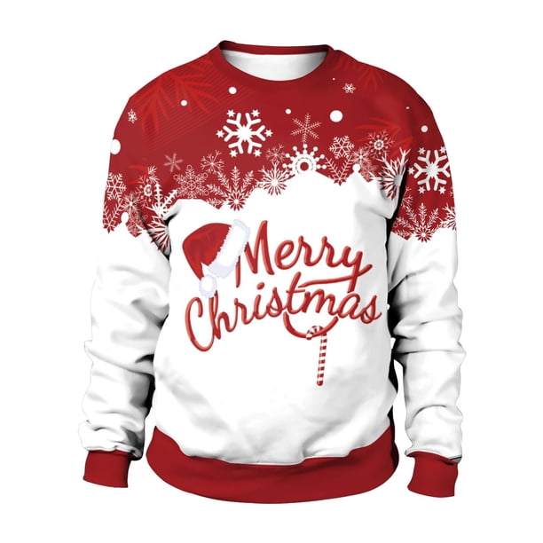 Sudadera con capucha para hombre, suéter con cuello redondo, estampado 3D de Papá Noel, ropa de otoño e invierno