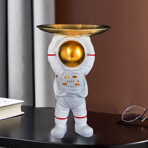 Bandeja de almacenamiento de estatua de astronauti Contenedor misceláneo, grabado de estatuilla de astronauti de resina para la decoración de la Dorado Macarena Estatuilla de estatua de astronauta