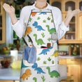 thumbnail image 6 of Colorful Dinosaurs Cacti Pattern Apron-Garden Aprons for Women with Pockets-Cotton Linen Waterproof Kitchen Cooking Gardening Aprons Adjustable for Kitchen,Cooking,BBQ and Salon 33x27 Inch, 6 of 7
