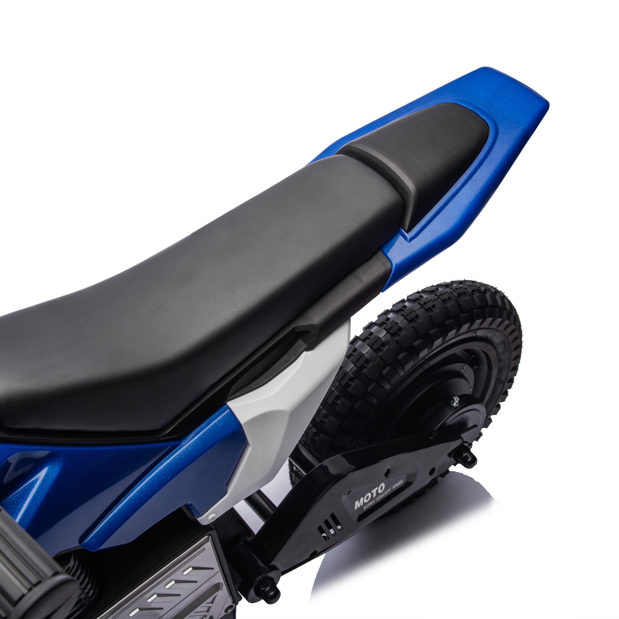 sluting 24V Kids Ride On Electric Toy Motocross Motorcycle, 200W, Blue, Adjustable Speed, Bluetooth Music, 5-12 Ages