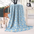 thumbnail image 2 of Light Blue Daisy Flower Pattern Blanket,Comfortable Soft Lamb Wool Throw Blanket,All Season,Warm Lightweight Blankets for Sofa Bed Couch Living Room Chair,60"x80", 2 of 4