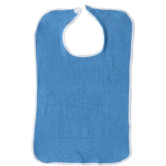 4 Pack, Adult Bib or Clothing Protector Reusable Washable Size 18x30 Royal Blue with Snap Closure