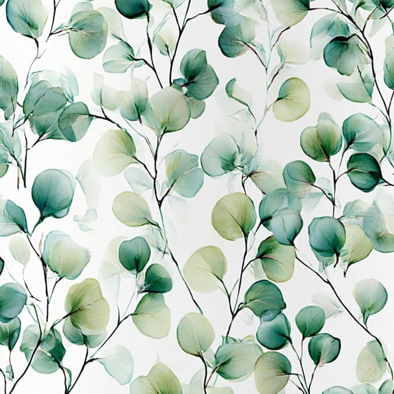 Peel and Stick Wallpaper Soft Green Eucalyptus Leaf White Wall Mural 23.6in x 9.8ft Self Adhesive Removable Wall Paper Renter Friendly Wallpaper for Nursery Bedroom Cabinets