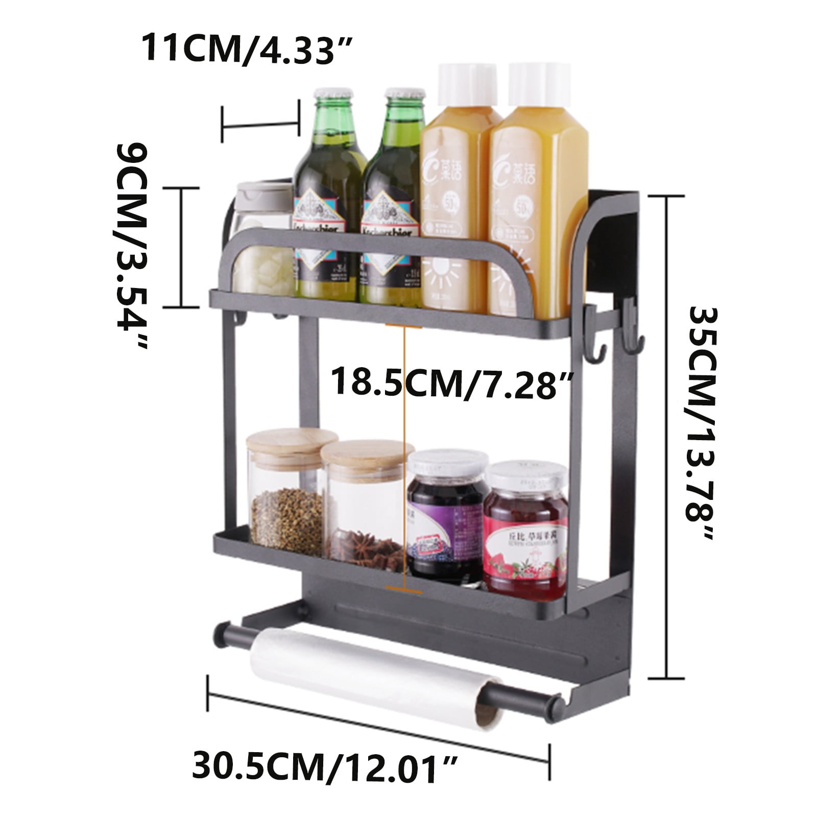 LYINGF Magnetic Spice Rack for Refrigerator, Kitchen Organizer and Storage Shelf for Fridge and Oven, Space-Saving Fridge Organizer for Spices, Condiment Packets, and Small Jars