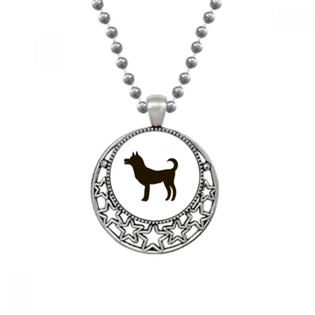 Chien Noir Mignon Animal Portrait Colliers Pendentif Rétro Lune Étoiles Bijoux