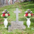 thumbnail image 6 of Memorial Day Cemetery Flowers with Grave Vase Artificial Memorial Flower Bouquets Red Pink Yellow Silk Carnation Spring Floral Arrangement for Gravesites Headstone Outdoor Decor, 6 of 8
