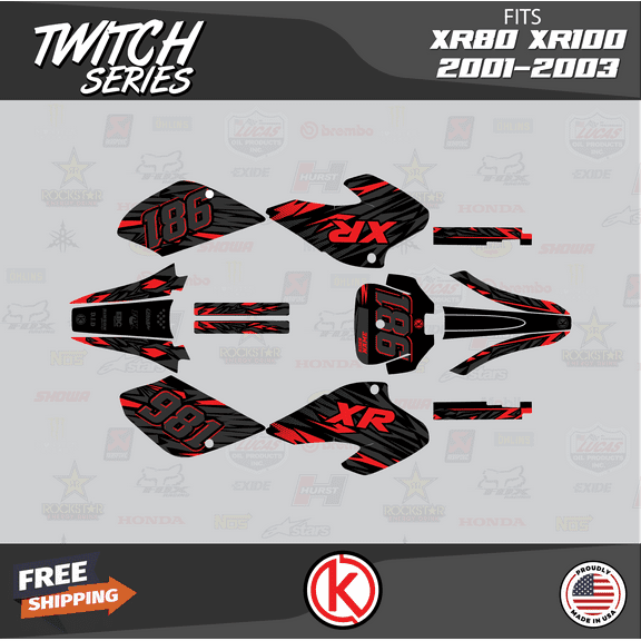 Kalair GFX Graphics Kit for Honda XR80 (2001-2003) Twitch Series