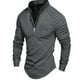 thumbnail image 1 of pstuiky camisas de manga larga para hombre, Camisa deportiva de manga larga con cremallera de color liso para hombre Tops de talla grande para hombre l, 1 of 2