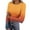 Orange, variant on Women Long Sleeve Shirts Ribbed Knit Slim Fit Tops Gradient Color Basic Tee Casual Stretch Crewneck Blouses Underscrubs Layer Clothes