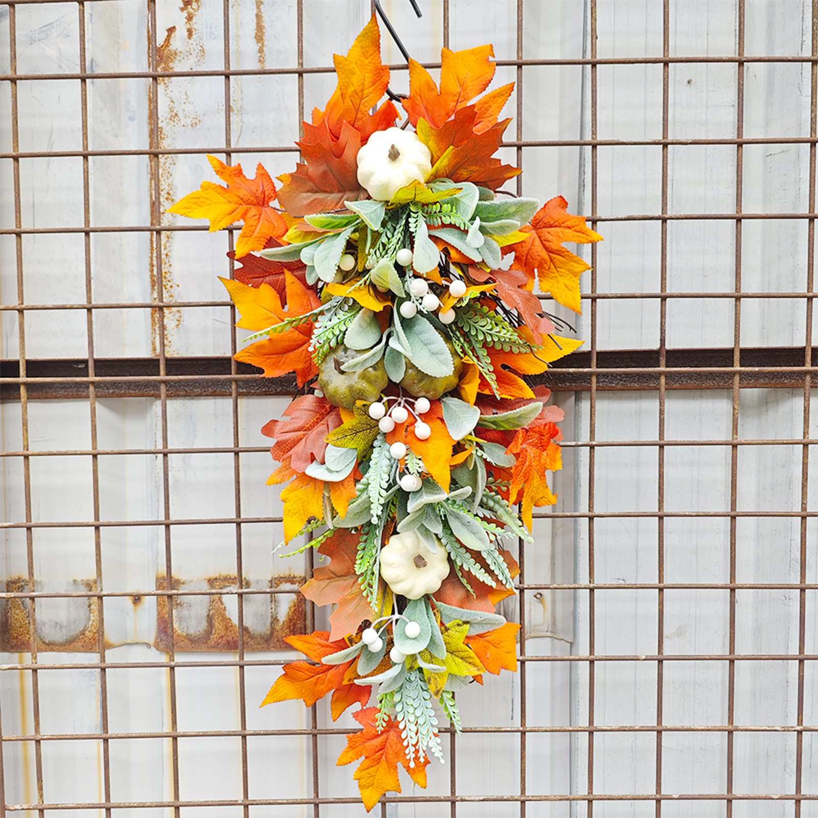 Myecovie 25.6 Inch Fall Harvest Wreath with Maple Leaves photo 7