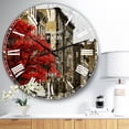 thumbnail image 2 of Designart 'Red Tree on Black and White New York City Street' Industrial wall clock, 2 of 3