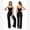 Wide Leg Black, variant on Womens Workout Sets 2 Piece Spaghetti Straps Square Neck Crop Top Straight Butt-lifting Leg Yoga Pants Pilates Outfits