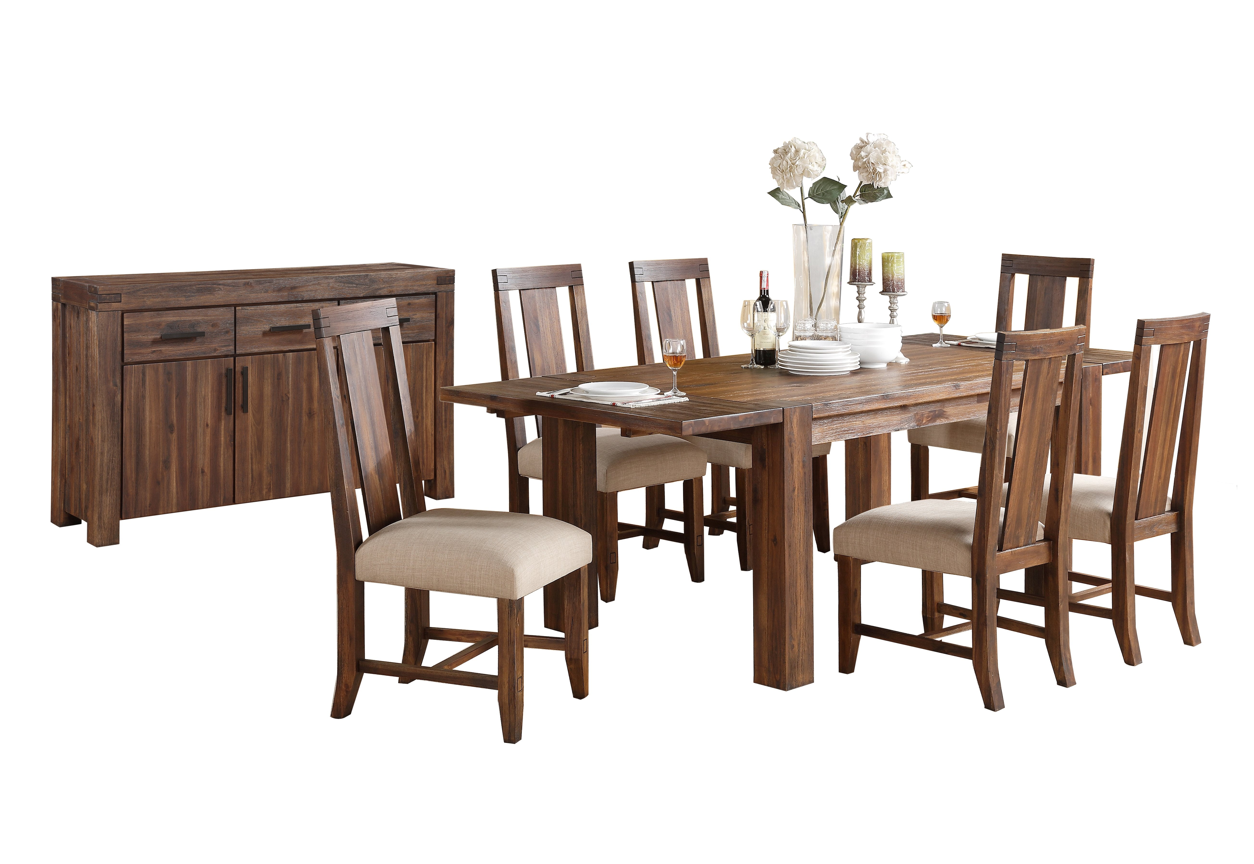 Millstone 8PC Rectangle Table, 6 Wood Chair & Sideboard Dining Set in