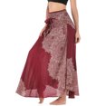thumbnail image 5 of SWSMCLT Women's Handkerchief Maxi Boho Skirt Ladies Midi Summer Dress Casual Sundress Gypsy Hippie Swing Pleated Long Beach Skirts Asymmetric Flowy Billowy Patterned2 Burgundy Red Small-Large, 5 of 5