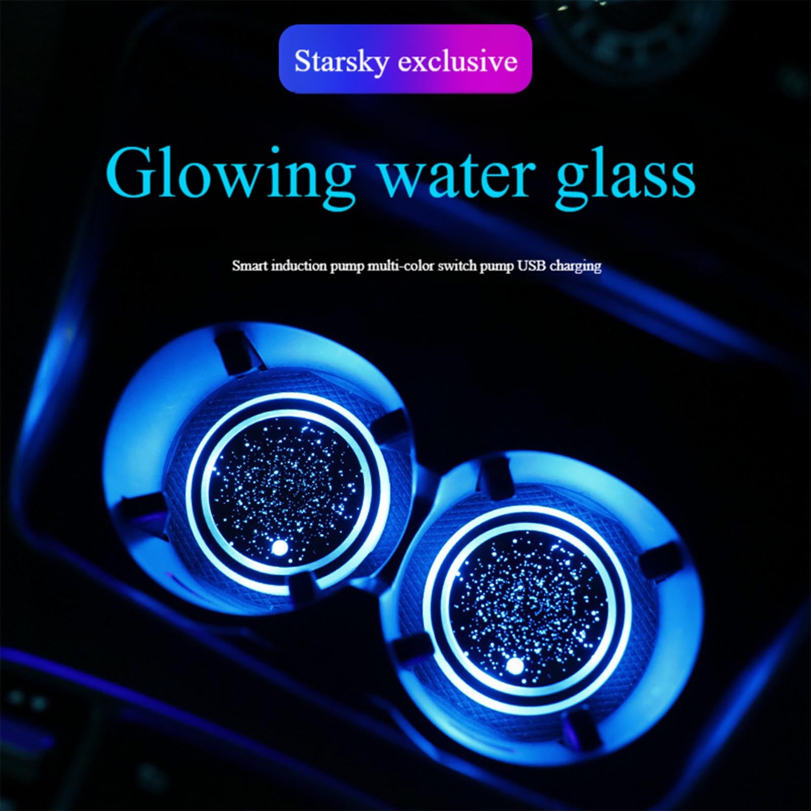 Luminous Car Cup Holder Light Automatic Sensing Vehicle Accessories Night Driving Glow in Dark Car Interior