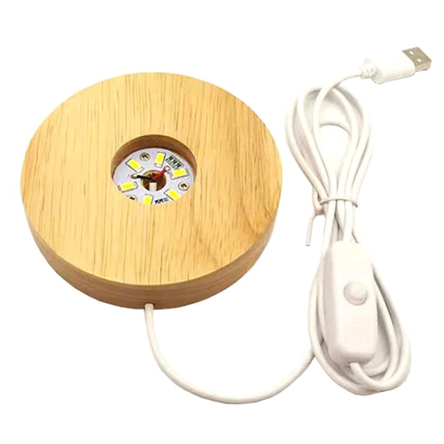 Lámpara de Soporte de Exhibición de base de luz LED Redonda de madera para luz Blanca de Bola de cristales Sunnimix