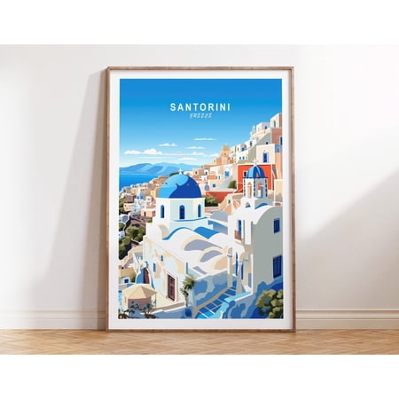 Santorini Greece Island Travel Scenery Birthday Wall Art, Unframed Paper Print Size 8x12