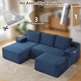 thumbnail image 3 of ODUWA 96" U-Shaped Modular Sectional Sofa with Ottoman,No Assembly Required,Deep Seat Corduroy Cloud Couch for Living Room & Bedroom,Blue, 3 of 9