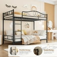 thumbnail image 6 of Metal Bunk Bed Twin Over Twin, Bunkbeds Frame with Safety Guard Rails, Steel Bed for School, Bedroom Space-Saving, Black, 6 of 7