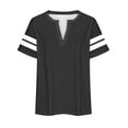 thumbnail image 5 of Oversize T-Shirt for Women Summer V-Neck Pullover Loose Tee Fashion Color Block Short Sleeve Tops ,Black,3XL, 5 of 6
