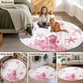 thumbnail image 5 of Pink Coastal Round Area Rug 7Ft Washable Circle Rugs for Dorm Laundry Room, Summer Ocean Coral Jellyfish Seahorse Starfish Non-Slip Carpet Floor Mats Indoor Outdoor Carpet Runner Aesthetic Home Decor, 5 of 8