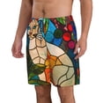thumbnail image 2 of Goofa Stained Glass Cat Art Printed Mens Swim Trunks Summer Quick Dry Short Beach Swimwear Bathing Suits-Small, 2 of 9