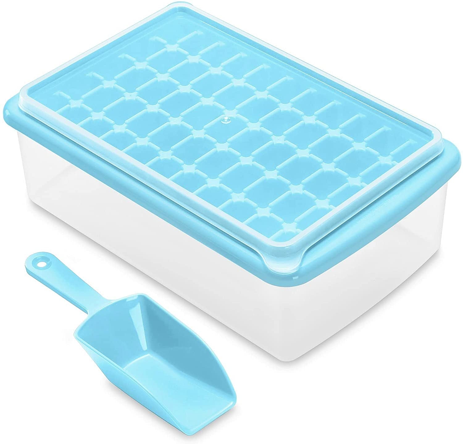 2 Packs Ice Tray with Lid Stackable Easy Release No Spill 42 Sphere Ice Cube Mold Silicone for Cocktails Blue & Green Durable Dishwasher Safe Ice Cube Trays with Lids BPA Free 
