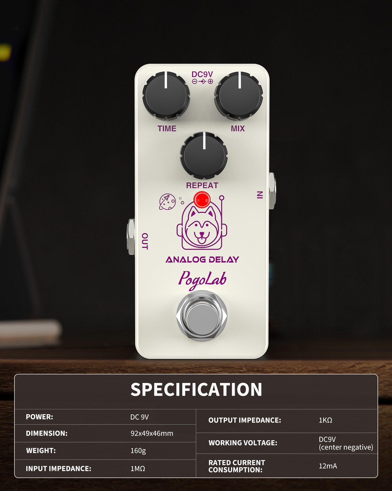 POGOLAB Delay Pedal Delay Pedals for Electric Guitar Analog Delay Guitar Pedal DC 9V True Bypass Mini Delay Pedal