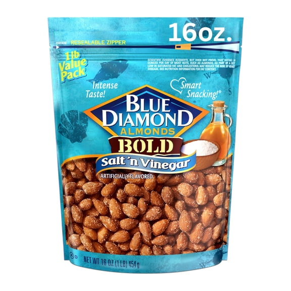 Blue Diamond Almonds Salt GGA1 N' Vinegar Flavored Snack Nuts, 16 Oz Resealable Bag (Pack of 1)