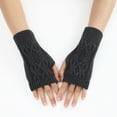 thumbnail image 4 of Cxenplz Knitted Fingerless Gloves for Women Stretchy Cable Knit Cold Weather Mittens Half Finger Gloves Wrist Warmers, 4 of 6