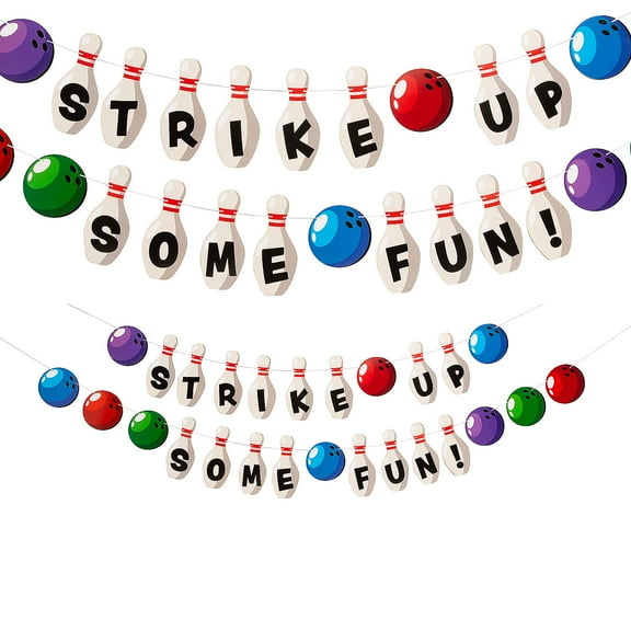 Fun Express 7 ft. – 9 ft. Bowling Party Strike Up Some Fun Hanging Garlands - 2 Pieces