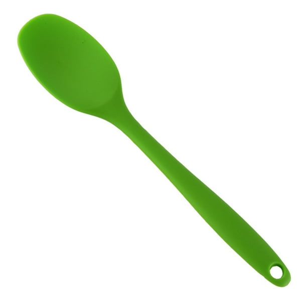 EeaseMX Cuchara sopera de silicona con mango largo, antiadherente, para niños, para servir comida (verde)