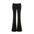 thumbnail image 4 of FRSASU Women's Flare Leggings Solid Color Thin Velvet High Waisted Versatile Pants Athletic Casual Slim Fit Length Pants Black, 4 of 9