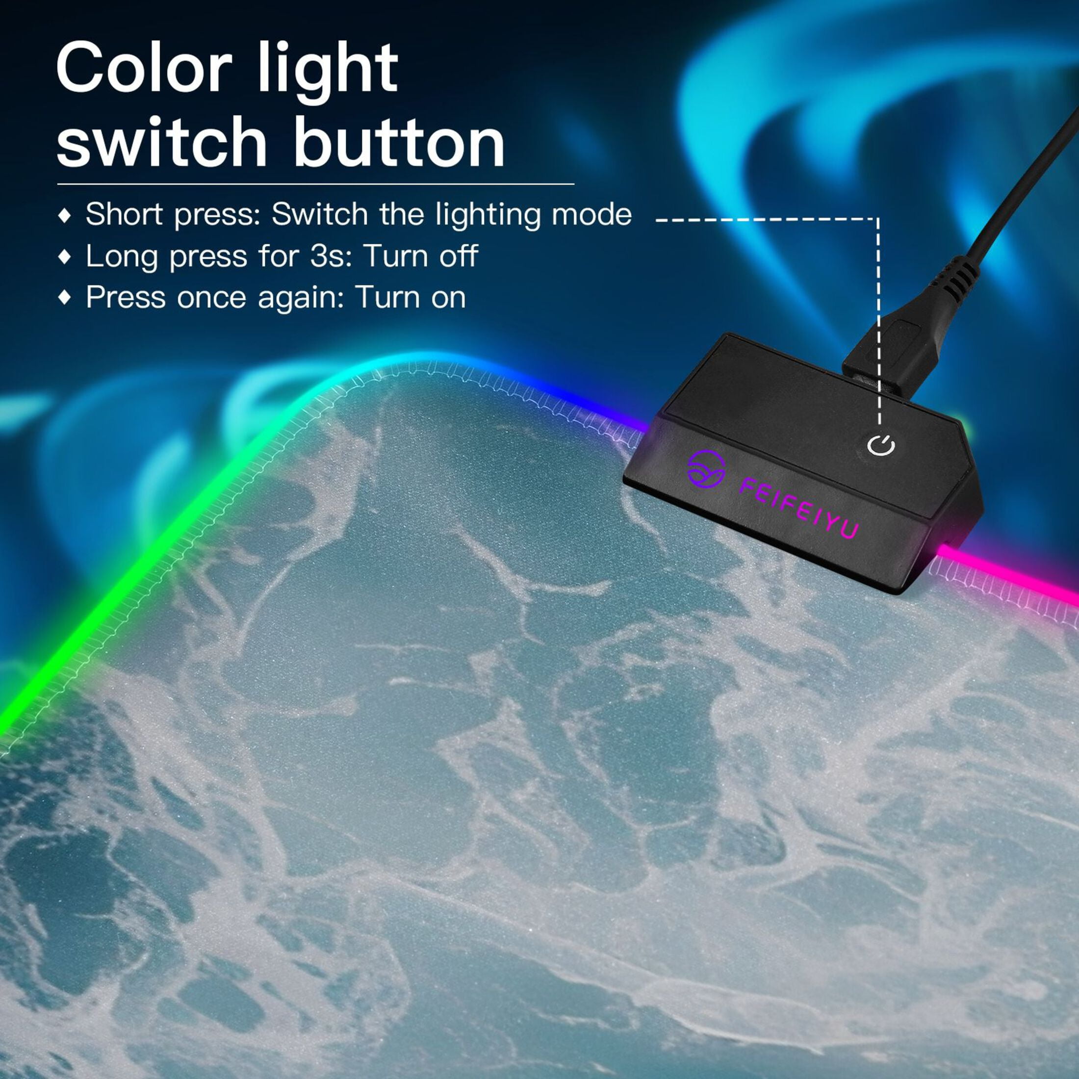 Large RGB Gaming Mouse Pad Led Glowing Mousepad Non-Slip Rubber Base 13 Light Modes 31.5x11.8 Ocean and Wave