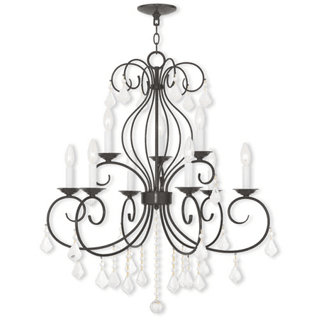 

Chandeliers 9 Light Clear Crystals English Bronze Finish size 29 in 540 Watts - World of Crystal