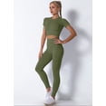 thumbnail image 2 of Chiclily Womens High Waist Leggings, 27" Inseam, Workout Yoga Pnats Tummy Control Joggers, Army Green, Size M, 2 of 6