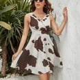 thumbnail image 3 of Brown Cowhide Leather Dress Fashion Beach Long Dresses Female Party Printed Sundress, 3 of 7