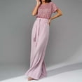 thumbnail image 2 of HXWCHs Stylish Women's Fashion Jumpsuit with Sequins Detail for Casual and Comfortable Short Sleeve Wear Pink S, 2 of 3