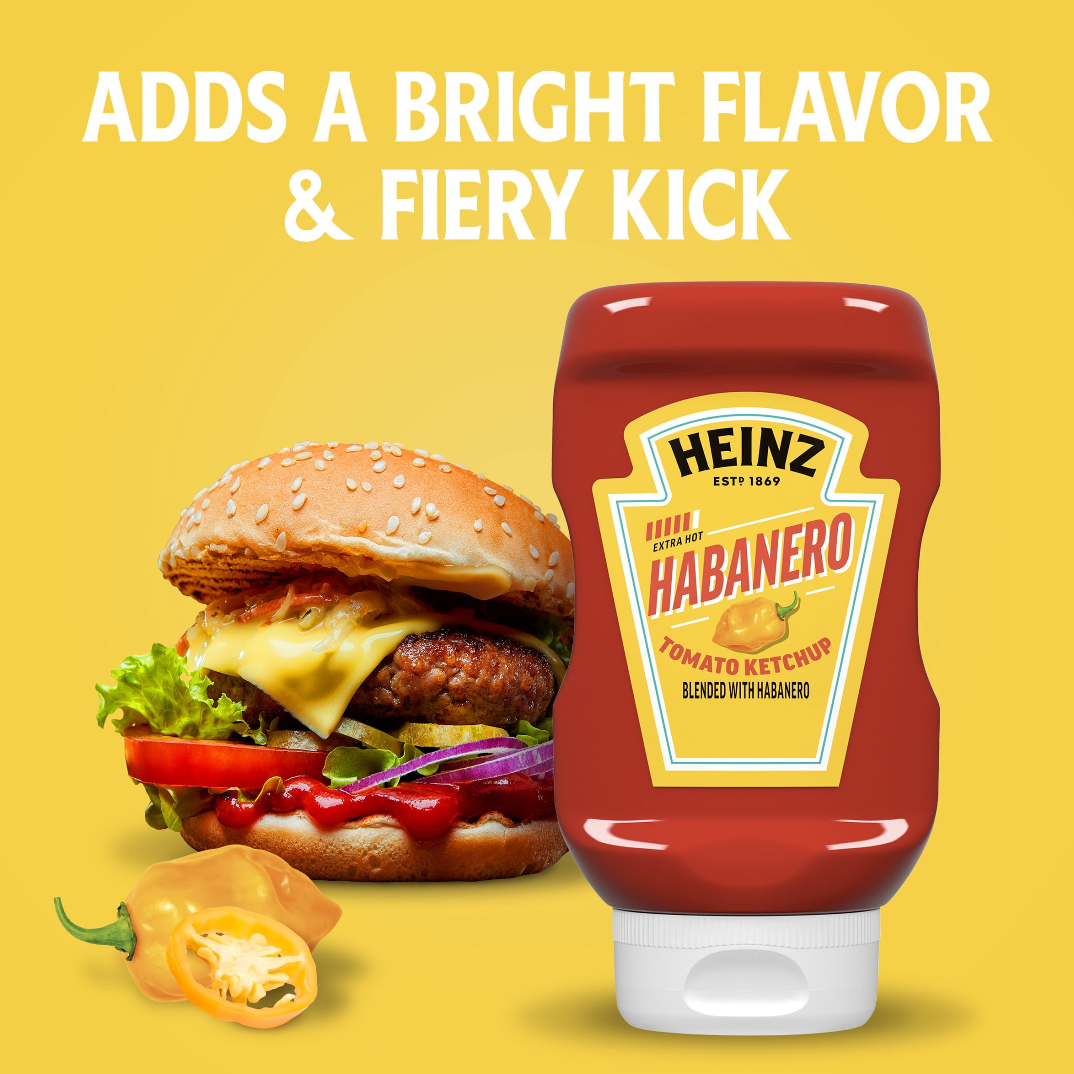 Heinz Tomato Ketchup Blended with Habanero, 14 oz Squeeze Bottle