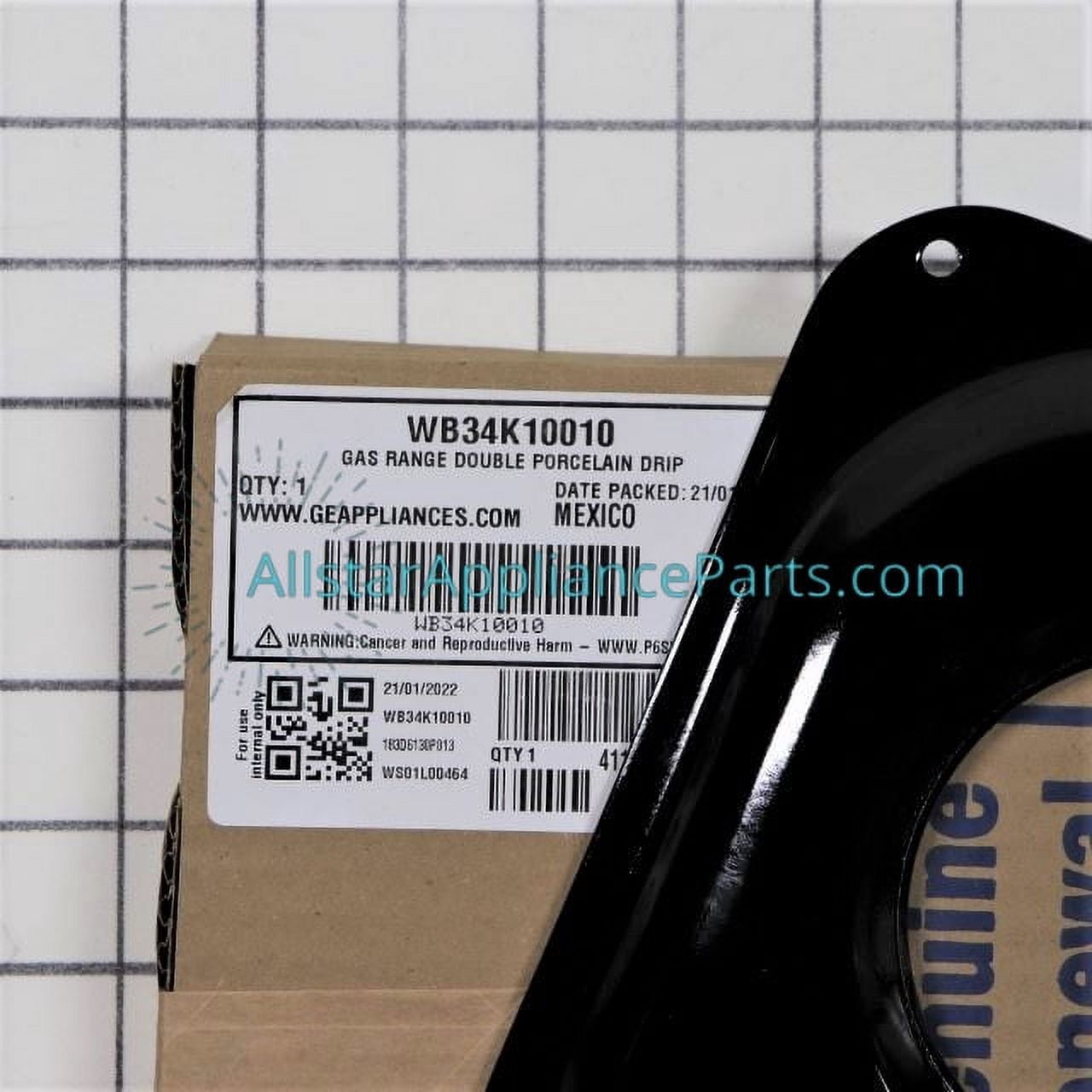 GE WB34K10010 Burner Drip Bowl for Stoves, Ranges and Ovens