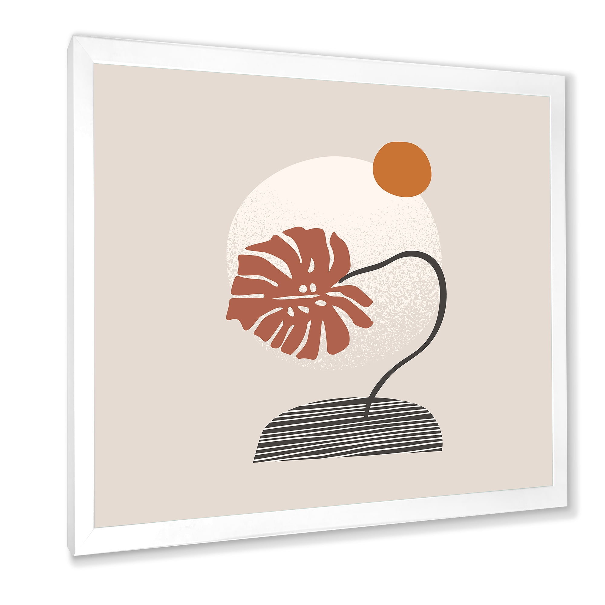 Designart 'Abstract Geometry Shapes and Tropical Palm Leaf III' Modern Framed Art Print